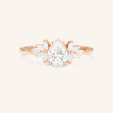 Stunning 1 CT Pear Moissanite Engagement Ring With Cluster Design 4
