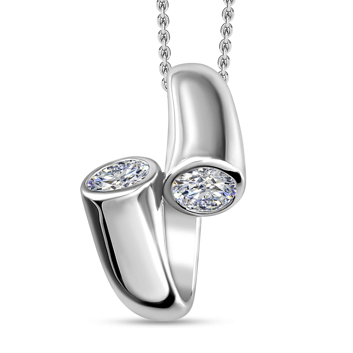 Round Cut Cubic Zirconia in 925 Sterling Silver Necklace 1