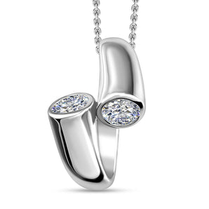 Round Cut Cubic Zirconia in 925 Sterling Silver Necklace