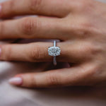 3.15 CT  Elongated Cushion Moissanite Ring Featuring Hidden Halo & Pave Style 1