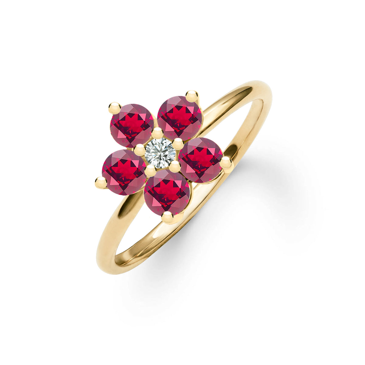 0.08 CT Round Ruby Lab Made Diamond- July Birthstone Engagement Ring 1