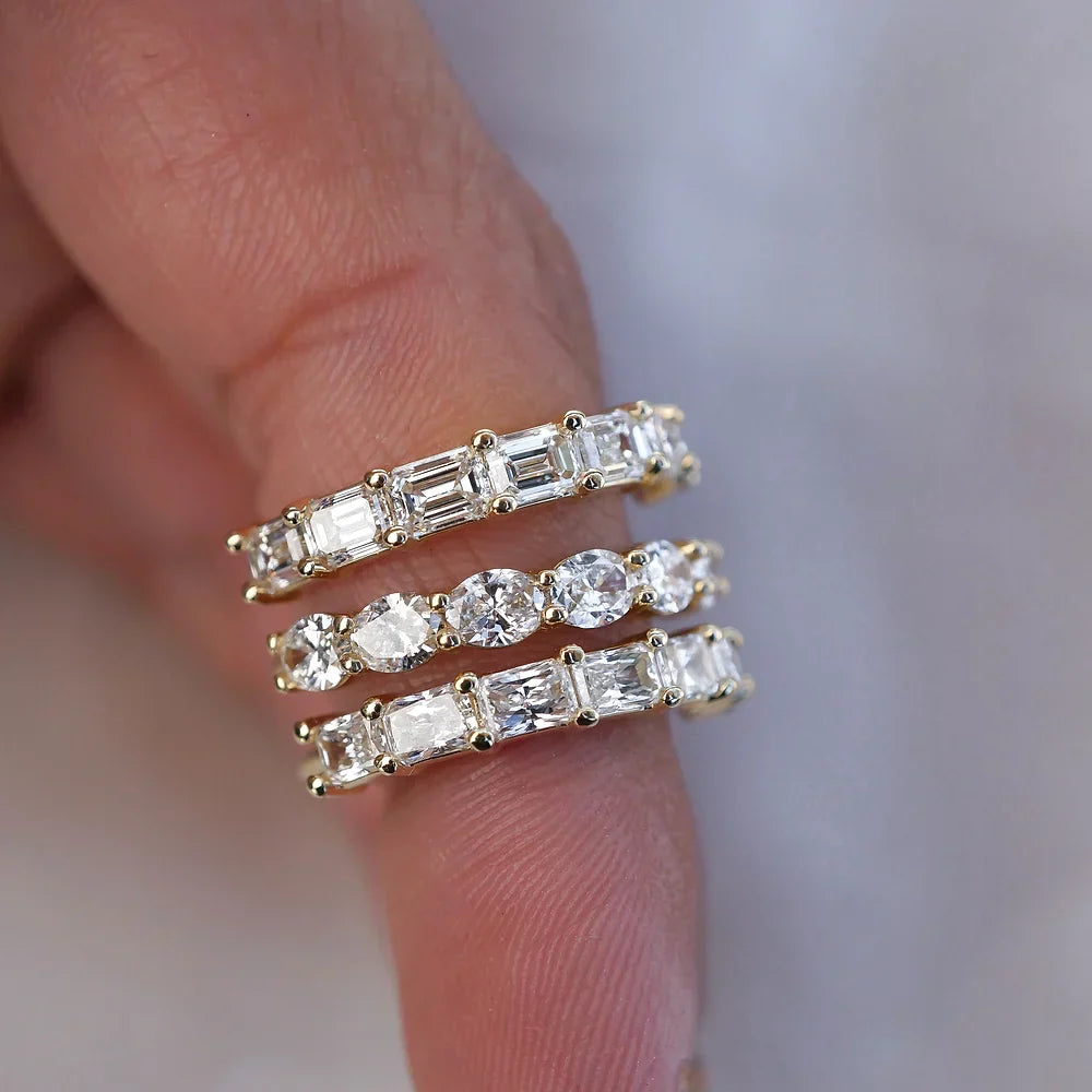 Stunning 0.40 TCW Emerald Moissanite Stones Half Eternity Wedding Band 4