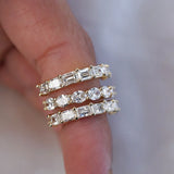 Stunning 0.40 TCW Emerald Moissanite Stones Half Eternity Wedding Band 4