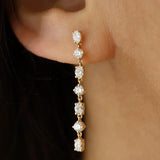 0.50 TCW Round & Oval Cut Moissanite Drop Earrings in Gold 4