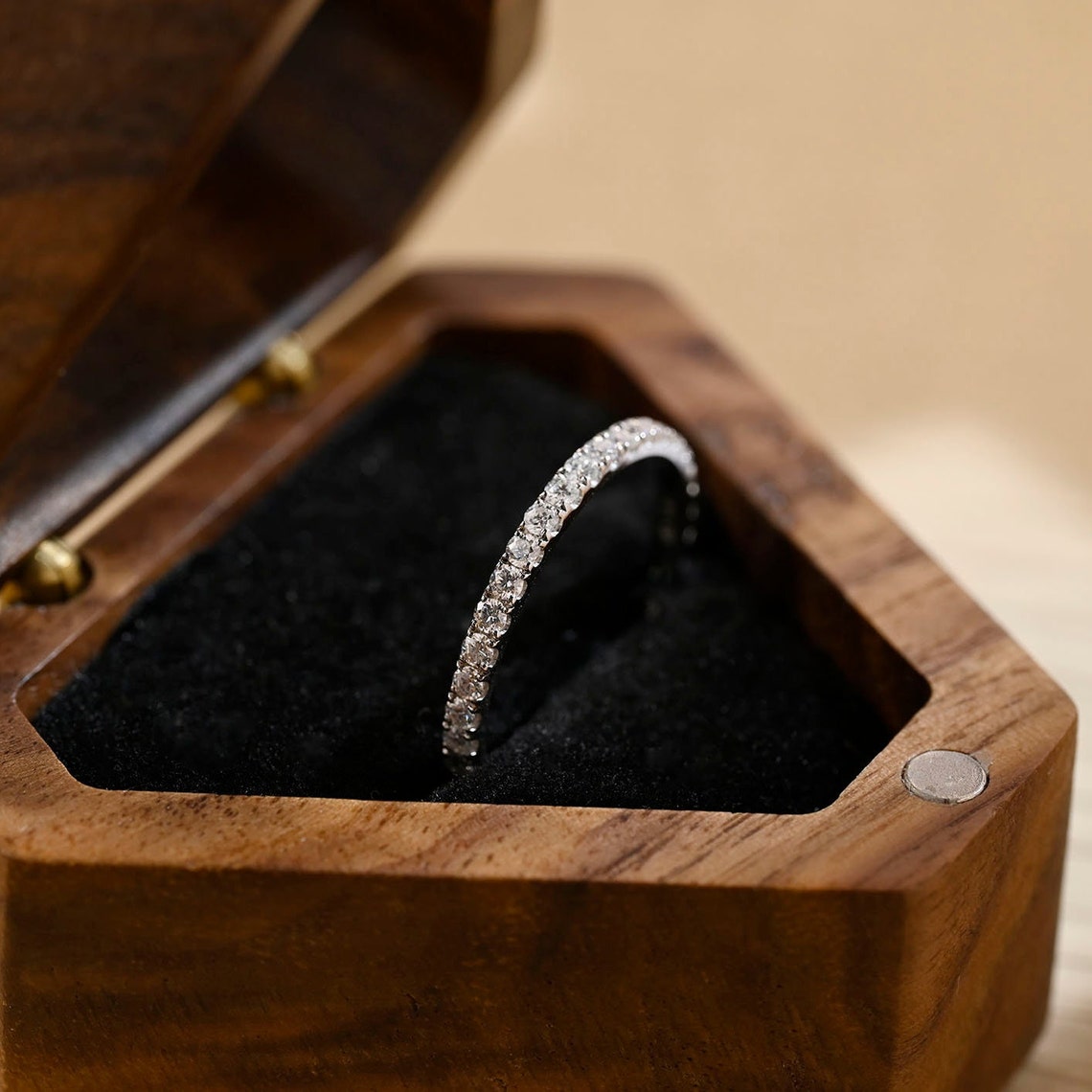 Stunning 0.6 CT Round Moissanite Stones Full Eternity Wedding Band 5