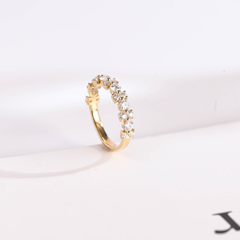 Stunning 0.3 TCW Round Moissanite Stones Half Eternity Wedding Band 5