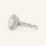 Stunning 1.0 CT Round Moissanite Engagement Ring with Double Halo and Pave Design 4
