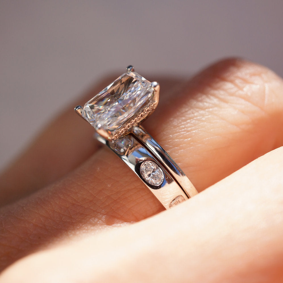 Stunning 0.2 TCW Marquise Moissanite Stones in Full Eternity Wedding Bands 2