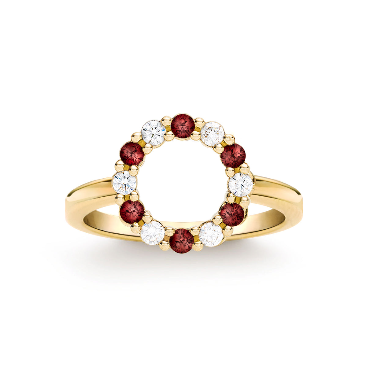1.5 TCW Round Garnet Lab Made Diamond- January Birthstone Engagement Ring 3