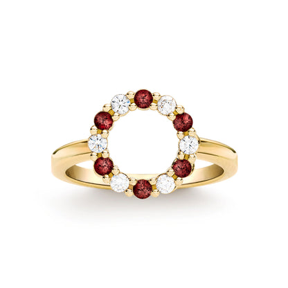 1.5 TCW Round Garnet Lab Made Diamond- January Birthstone Engagement Ring 3