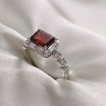 2.0 CT Emerald Cut Pave Style Red Garnet Ring 2