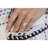 2 CT Oval Moissanite Solitaire Hidden Halo Sterling Silver Ring