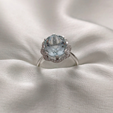 3.0 CT Oval Cut Halo Style Aquamarine Ring 2