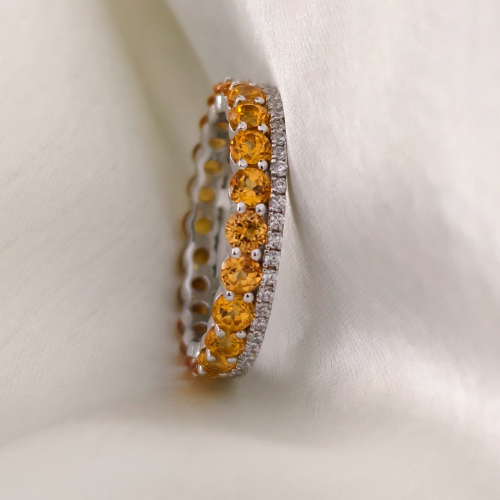 3 TCW Round Yellow Citrine Full Eternity Wedding Band 2