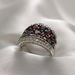 3.0 TCW Round Cut Cluster Style Red Garnets Ring 2