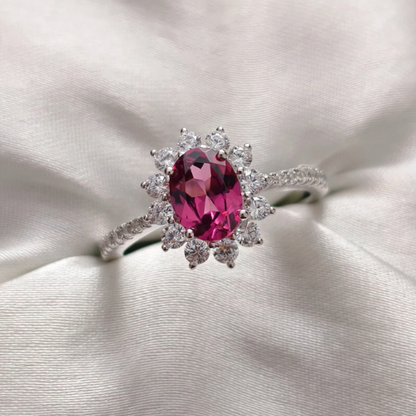 2.0 CT Oval Cut Halo & Pave Style Gemstone Ring