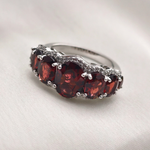 5.0 TCW Oval Cut Pave Style Red Garnets Engagement Rings 3