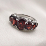 5.0 TCW Oval Cut Pave Style Red Garnets Engagement Rings 3