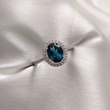 2 CT Oval Cut Halo & Pave Style Blue Topaz Ring 3