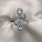 2.0 TCW Pear & Round Cut Aquamarine Ring 2