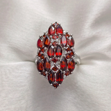 3.0 TCW Marquise and Round Cut Red Garnets Ring 2