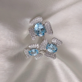 3.5 TCW Oval Cut Floral Style Blue Topaz Ring 2