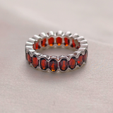 3 TCW Oval Red Garnets Full Eternity Wedding Band 1