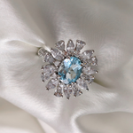 2.0 CT Oval Cut Floral Style  Aquamarine Ring 1
