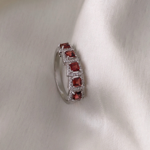 2.5 TCW Red Garnets Full Eternity Wedding Band 3