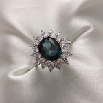 3.0 CT Oval Cut Cluster Style Blue Topaz Ring 2