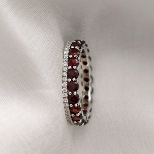 3.0 TCW Red Garnets Full Eternity Wedding Band 2