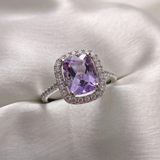 2.0 CT Cushion Cut Halo & Pave Style Pale Amethyst Ring 2