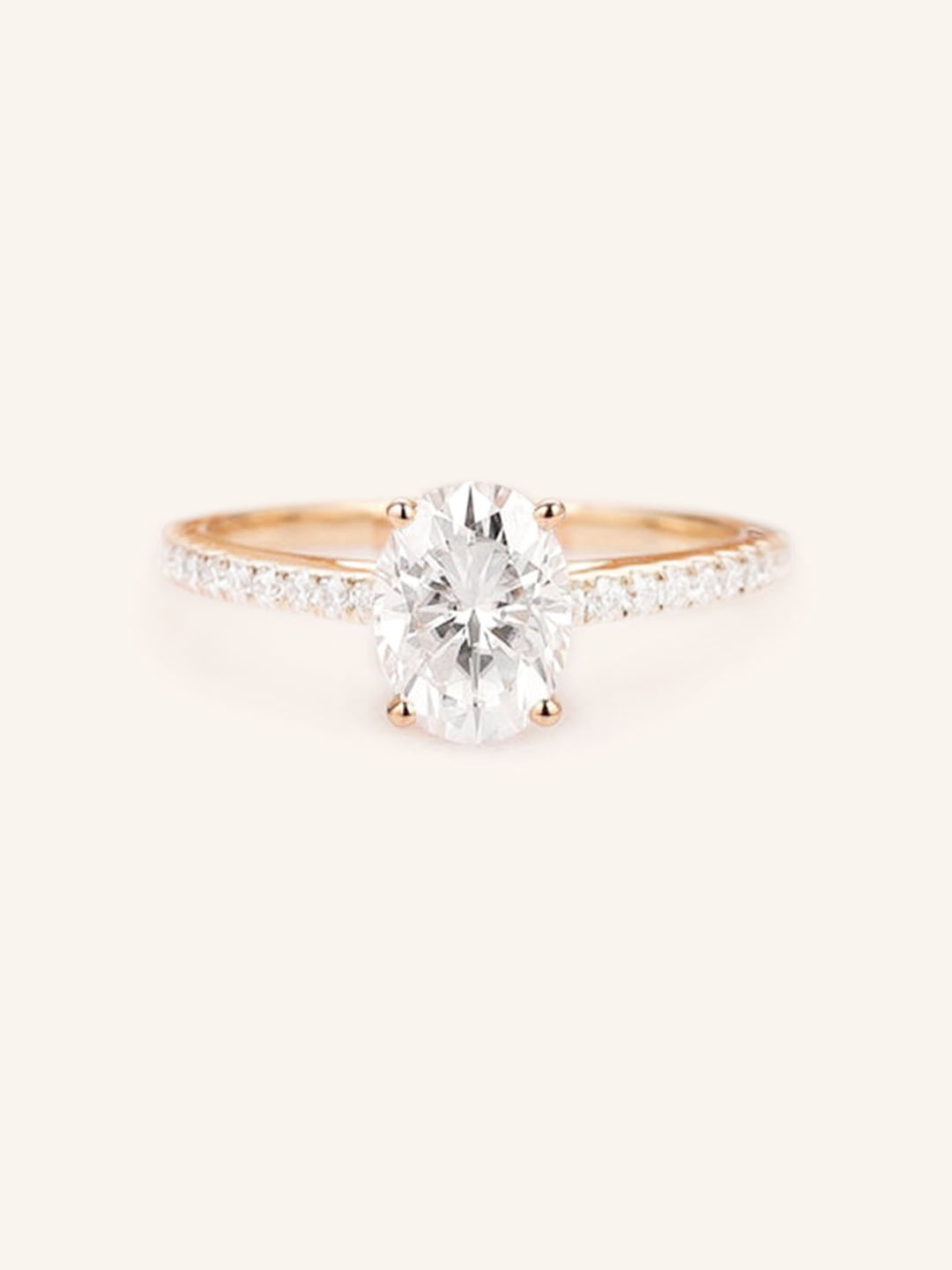 Stunning 1 CT Oval Moissanite Engagement Ring With Pave Design 4