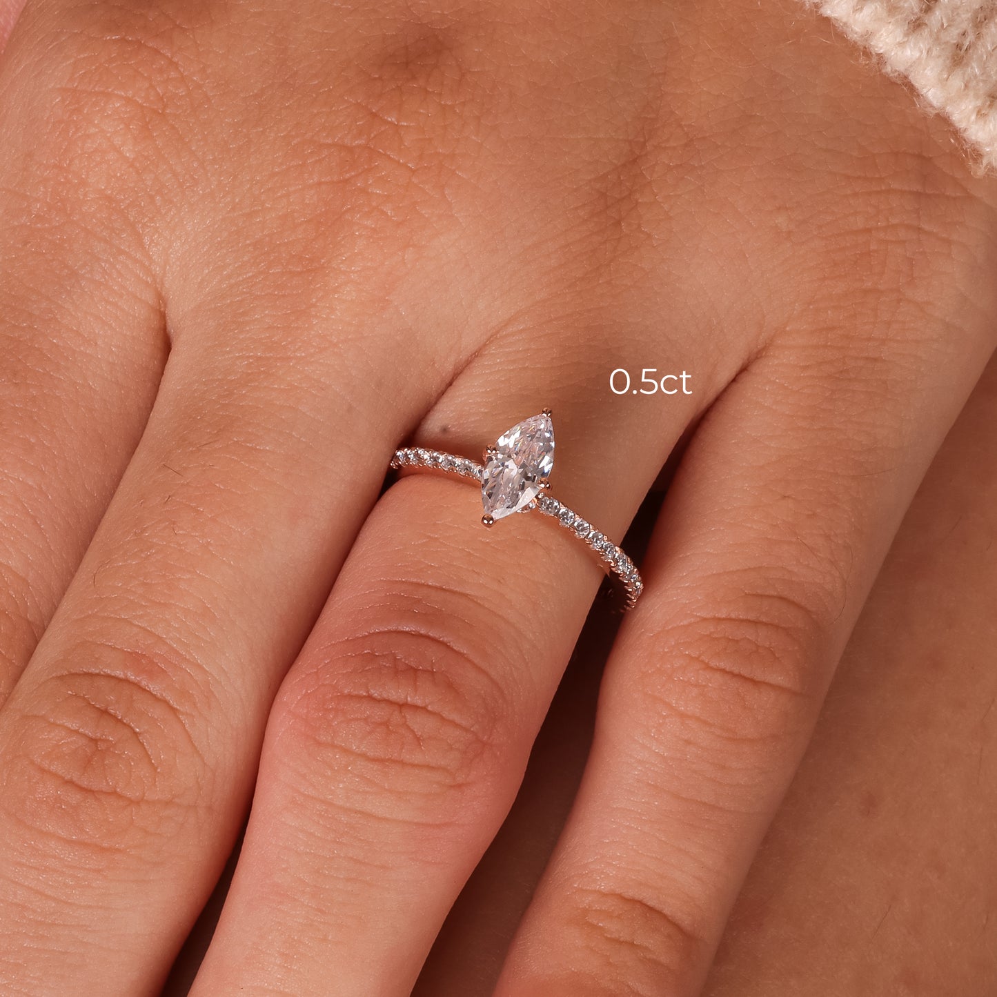 Stunning 1.0 CT Marquise Moissanite Engagement Ring with Pave Design 3