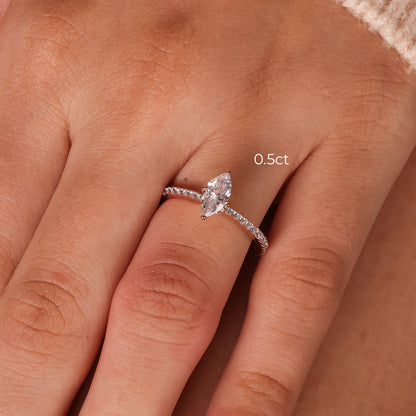 Stunning 1.0 CT Marquise Moissanite Engagement Ring with Pave Design 3