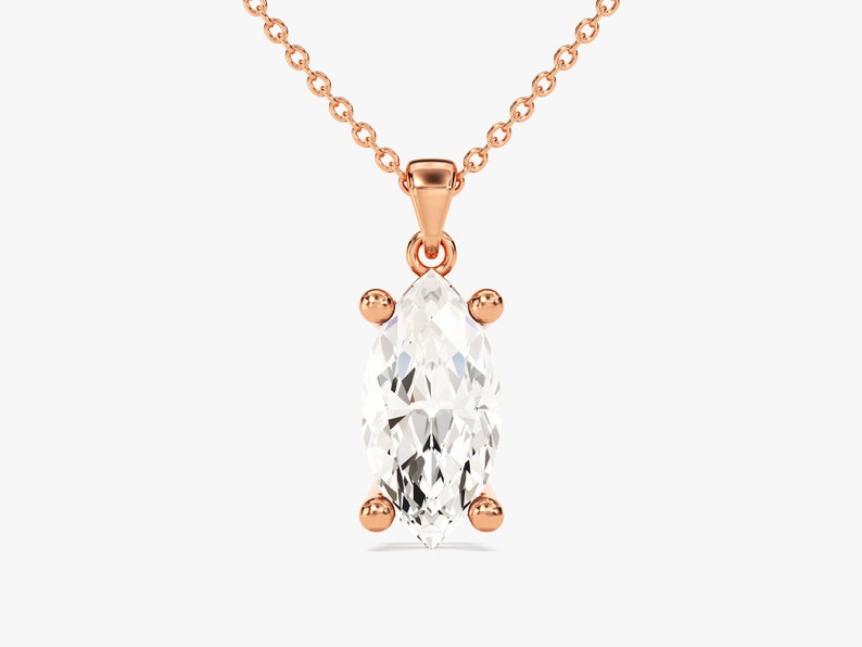 2.0 CT Marquise Moissanite Diamond Solitaire Pendant Necklace in Solid Gold 3