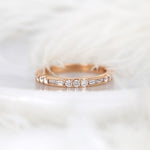 Stunning 0.67 CT Round & Baguette Moissanite Stones Vintage Wedding Band 2