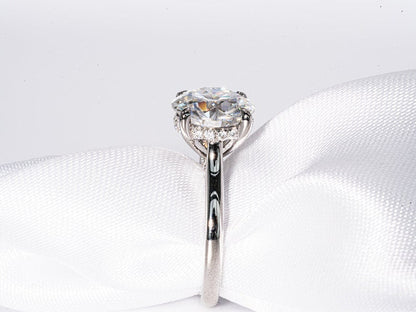 Stunning 2.25 CT Round Moissanite Engagement Ring with Hidden Halo Design 5