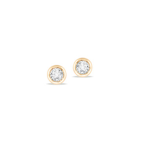 0.20 TCW Round Cut Moissanite Bezel Stud Earrings in Gold