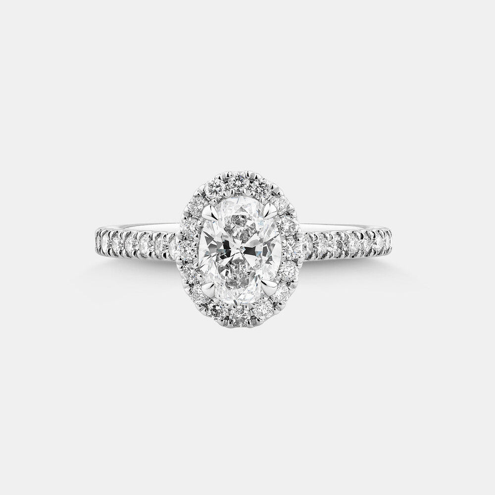 Stunning 1.38 CT Oval Moissanite Engagement Ring in Halo and Pave Design 1