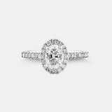Stunning 1.38 CT Oval Moissanite Engagement Ring in Halo and Pave Design 1