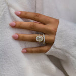 Oval Cut Halo Style Cubic Zirconia in 925 Sterling Silver Ring 7