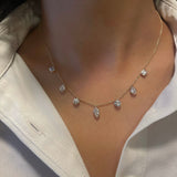 3.0 TCW Round, Pear, Emerald & Marquise Moissanite Diamond Multi Stone Necklace in Solid Gold 7