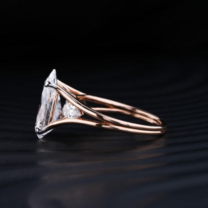 Stunning 4.0 CT Pear Moissanite Engagement Ring with Three Stone Design 2