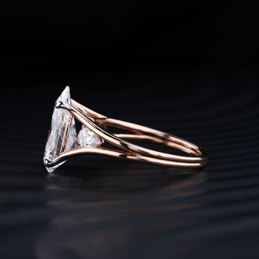 Stunning 4.0 CT Pear Moissanite Engagement Ring with Three Stone Design 2