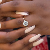 Stunning 3.0 CT Round Moissanite Engagement Ring with Hidden Halo Design 9
