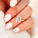 Stunning 2.60 CT Emerald Moissanite Engagement Ring with Hidden Halo Design 7