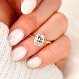 Stunning 2.60 CT Emerald Moissanite Engagement Ring with Hidden Halo Design 7