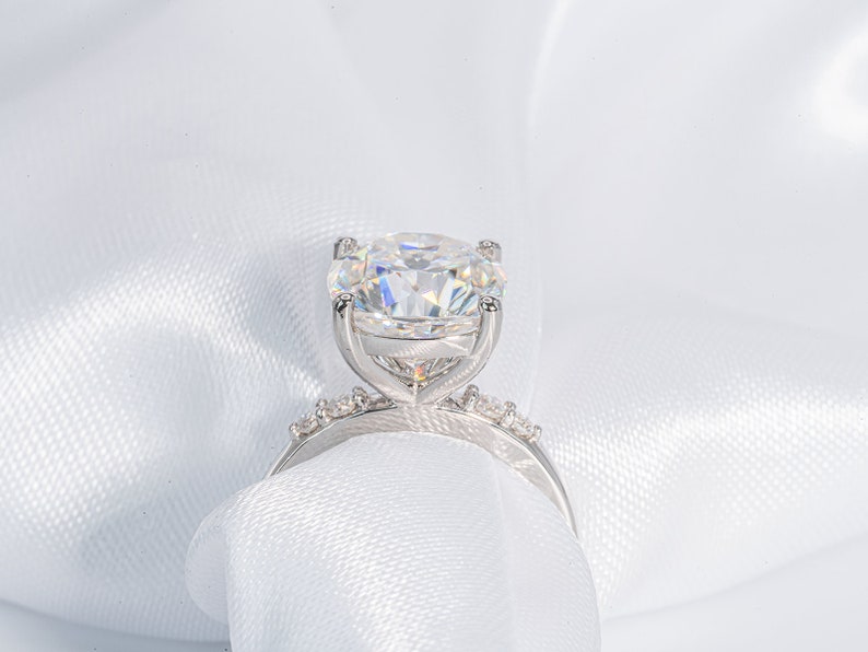 Stunning 4.50 CT Cushion Cut Moissanite Engagement Ring with Pave Design 6