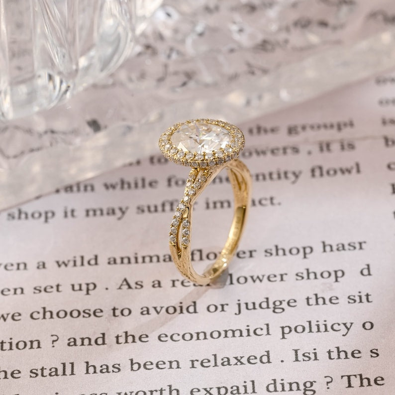 Stunning 3.0 CT Oval Moissanite Engagement Ring with Halo & Pave Design 6